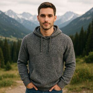 NEW Even Tide Rami Mixed Rope Yarn Hooded Sweater Outdoors Mountains Camping XXL